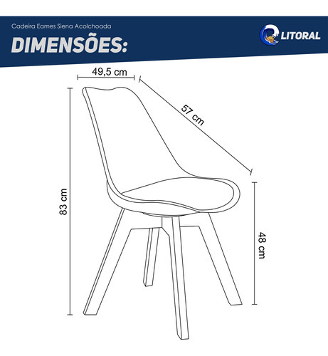 Kit Cadeiras Charles Eames Siena Leda Saarinen Cozinha 3und. Cor da estrutura da cadeira Preto