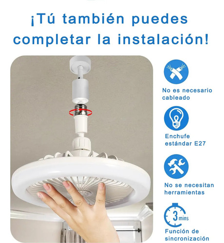 Ventilador Multifunción Con Foco Led De 30 W, Estructura E27
