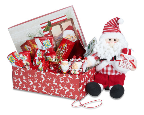 Cesta De Natal Divertida Decoração Natal Chocolate 52 Itens