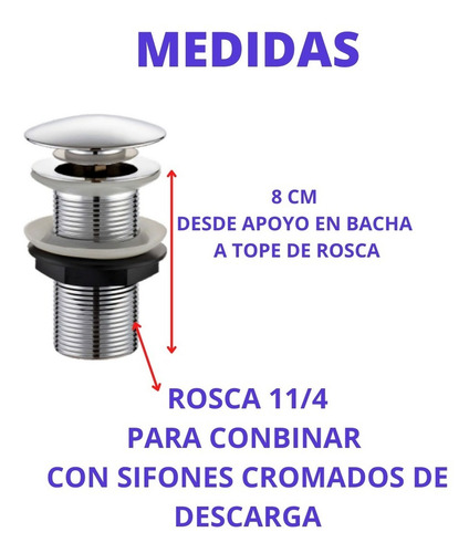 Imagen 2 de 10 de Sopapa Desague 40 1-1/4 Click Clack Lavatorio Bidet Comp Fv