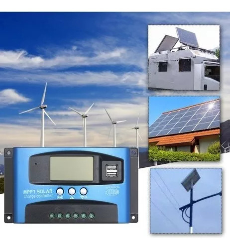 Controlador Solar Dual Usb 100a Mppt Pantalla Lcd