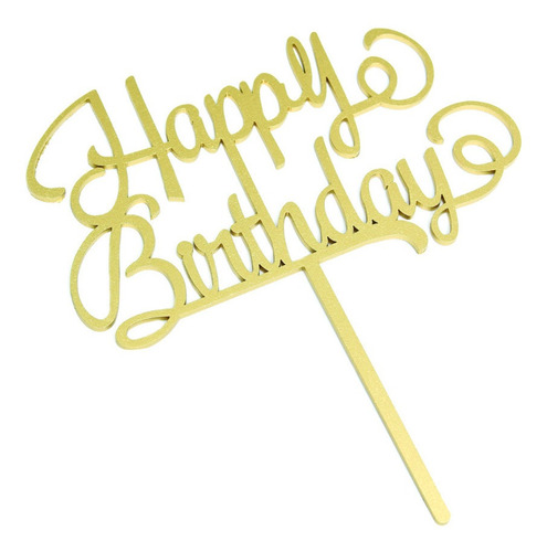 Letrero Pastel Cake Topper Happy Birthday Gold BdLG-002