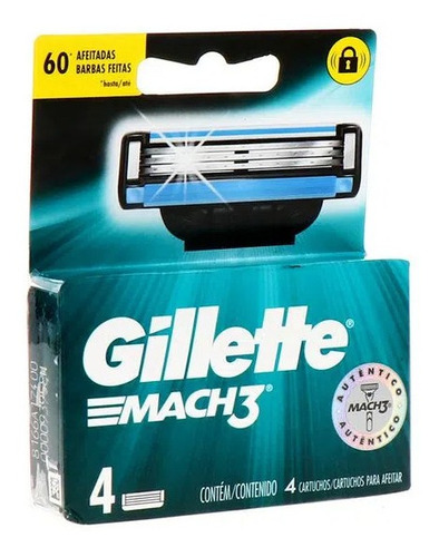 Pack 4 Repuestos Para Afeitar Gillette Mach 3