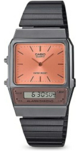 Reloj Casio Modelo Aq-800 Metal Gris Oscuro Caratula Melón