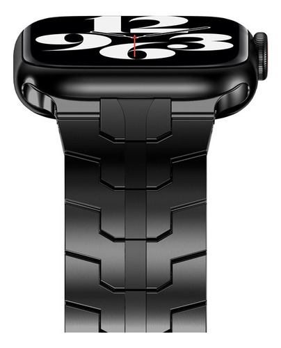 Pulseira De Aço Inoxidável Iron Man Compativel Com Apple Watch 10 9 8 7 6 5 Se 4 3 2 1 Ultra 1 2 e 3 44mm 45mm 46mm 49mm - Cor Preto