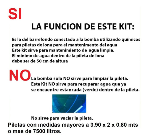 Imagen 3 de 10 de Bomba Filtro Pileta De Lona Tipo Pelopincho + Kit Barrefondo