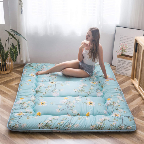 Colchón Futón Rústico Floral Plegable Individual 3.9 Pulgada
