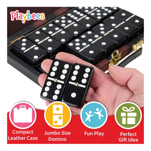 Playbees Jumbo Double Six Domininoes Set 28 Black Classic En