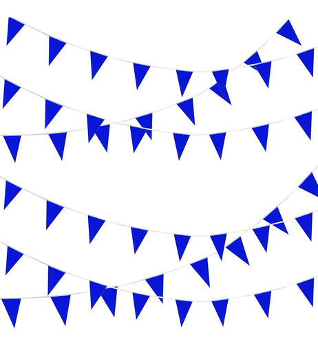 Weitbf 50ft 30pcs Blue Pennant Banners Flags String Triangle