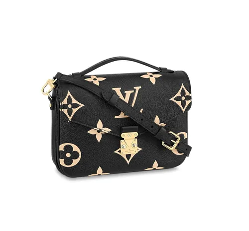 Bolsa bandolera Louis Vuitton Pochette Métis diseño monogram empreinte  bicolor de cuero granulado negra y beige con correa de hombro negra asas  color negro y herrajes metal