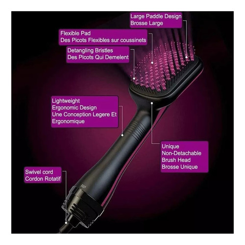 Cepillo Alisador Deluxe Para Secador De Pelo, 1000 W, 220 V