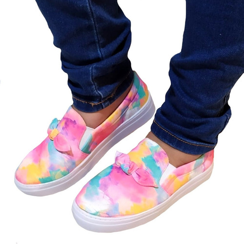 Imagem 2 de 6 de Tenis Feminino Tie Dye Slip On Numeração Especial Colorido