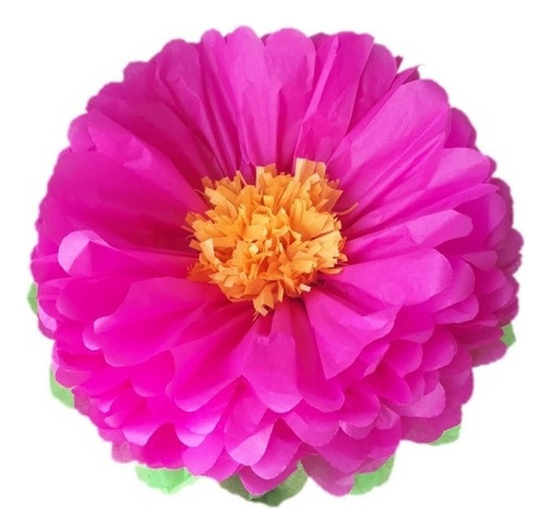 10 Flores Pompon Pétalos Y Hojas Verdes Diferentes Tamaños