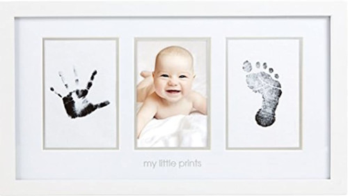Marco De Fotos Color Blanco Para Foto Y Huellas De Bebé