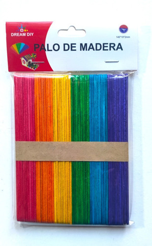 Palos Helado Colores 50 Unidades Largos 140*10*2mm