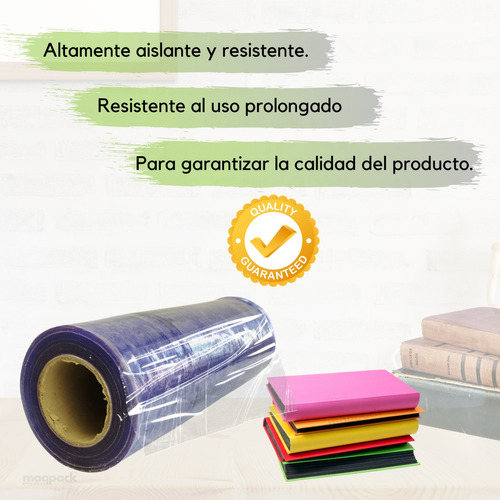 Rollo Plastico Vinilo Pvc Para Forrar Libros De 40 Cms Cal 8 Hule Cristal