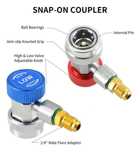 Conector De Acoplador Rápido R134a H/l Auto Car Adaptador De