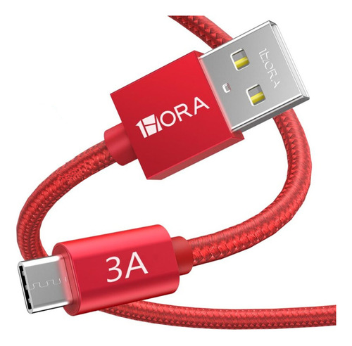 Cabo Carregamento 1hora Usb 2.0 A/c 3a Macho 2m Vermelho