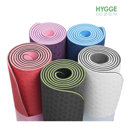 Imagen 8 de 10 de Mat Yoga Colchoneta Bicolor Pilates Fitness Tpe 6mm + Funda
