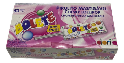 Pirulito Mastigável Bolete Tutti Frutti 560g - 50 Unidades -