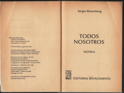 Todos Nosotros Sergio Riesenberg, (Usado)