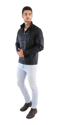 Imagen 6 de 8 de Chamarra Roosevelt Biker Vini Piel Slim Fit Super Calidad