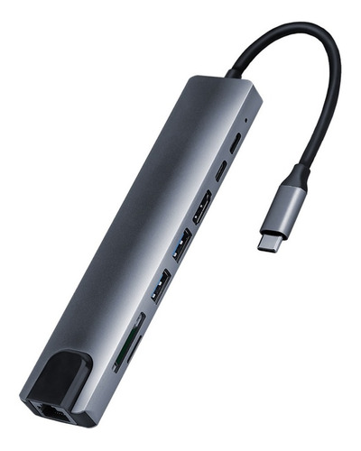 Hub Adaptador Usb-c 8 En 1 (hdmi+sd/tf+usb3.0+usb-c+pd+lan)