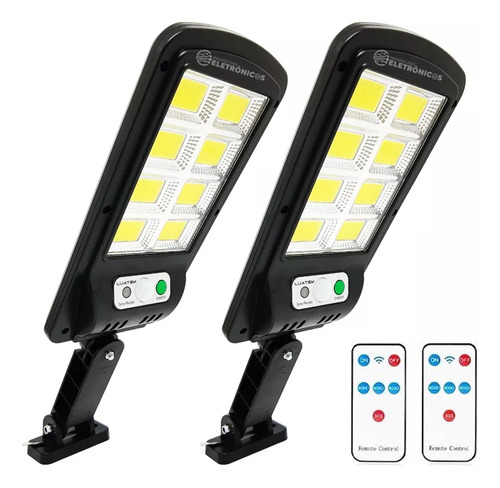 Kit 2 Refletor Iluminação Solar 400w Holofote Cob 160 Sensor