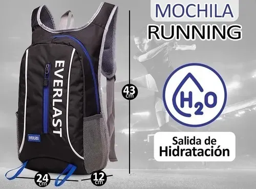 Mochila Running Everlast Trekking Bici Deportes Hombre Mujer Color Negro, Modelo 21376