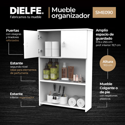 Mueble Colgante Organizador Resistente Sobre Inodoro Baño