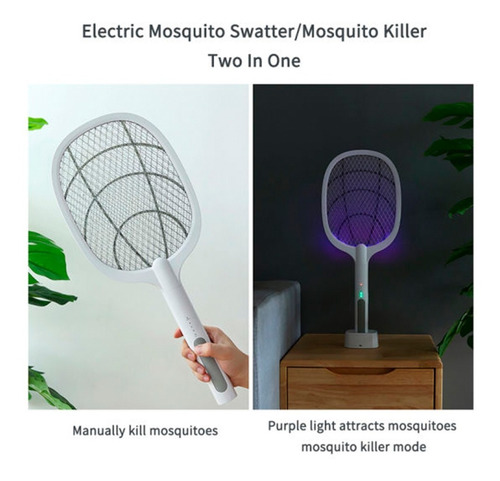 Imagen 6 de 7 de Raqueta Electrica Mata Mosquitos 2 En 1 Recargable Con Luz