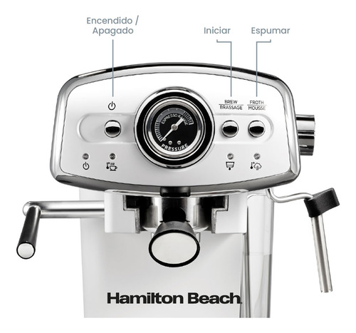 Máquina De Café Expreso Con Espumador Retro Blanco 15 Bares
