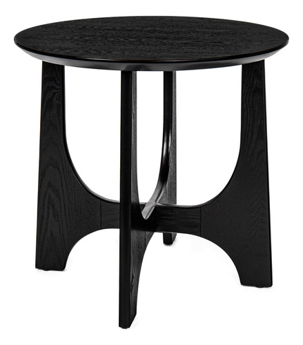 Mesa Auxiliar Redonda De Madera Elegante En Negro Para Dormi