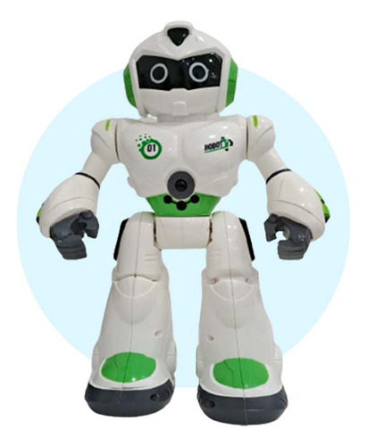 Robot Wise Star Juguete A Control Remoto Con Luz Y Sonido Color Blanco