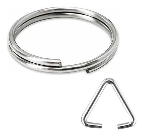 50 Argolla Aros Sin Fin 20mm Niquelado + Triángulo Llavero
