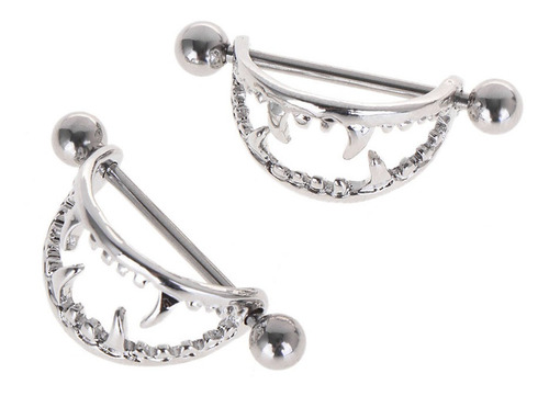 2 Piezas Piercing Pezón Mujer Dama Halloween Boca Dientes Af