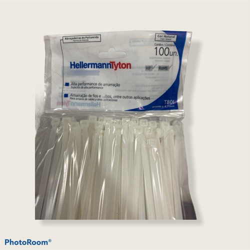 Abraçadeira Nylon T80i Nat C/100 Unidades Hellermanntyton