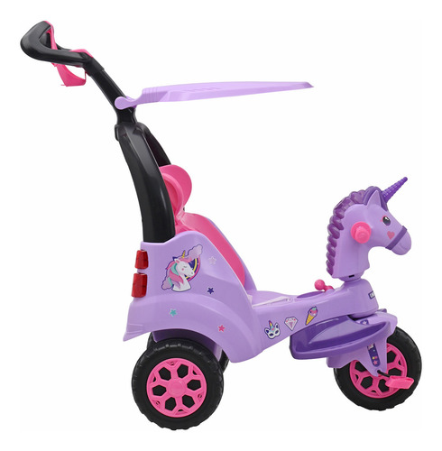 Triciclo Push Car Prinsel Super Trike Unicornio 2 En 1 Color Morado