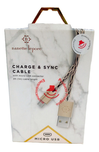 Cable Metálico Micro Usb B De Uso Rudo Sync Nanette Lepore