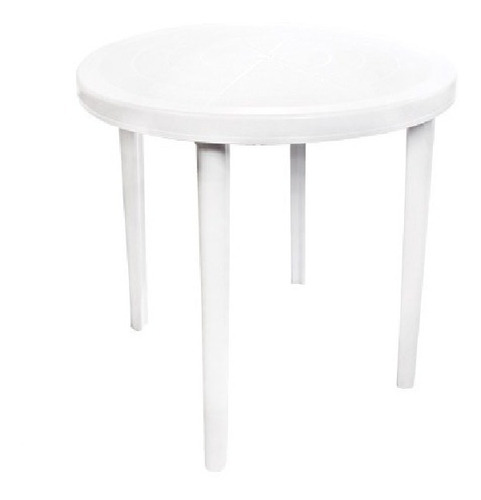 Mesa Redonda, De Resina. Ideal Para Jardín, Color Blanco!