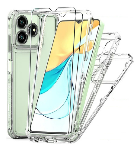-para Capa Zte Axon 50 Lite Funda 3 Em 1 Transparente + 2 Mi