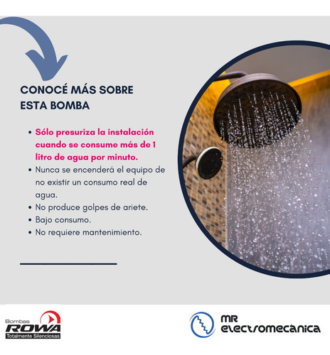 Imagen 4 de 10 de Bomba Rowa Sfl 20 Presurizadora Elevadora Presion 1,9 Bar - 0,5 Hp - Caudal Máximo: 4.000 Litros / Hora - Oferta!