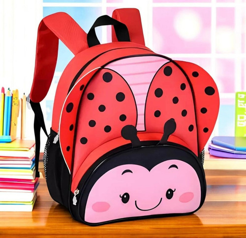 Mochila Com Alças Infantil - Joaninha Preto/vermelho Joaninha