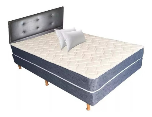 Somier Colchon Dos Plazas Respaldo Colcha Almohadas Sommier