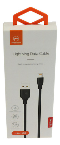 Cable Celular Lightning 1.2 Mts Color Negro