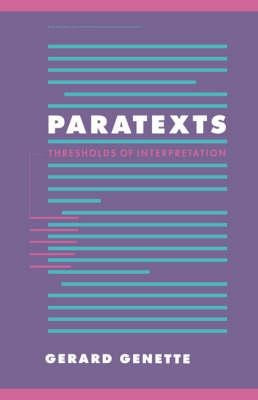 Literature, Culture, Theory: Paratexts: Thresholds Of Int...