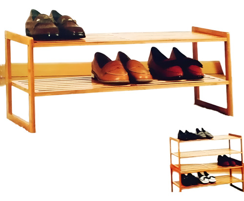 Zapatera De Bambú Con 2 Niveles 70x28x29 Cm. Hometrends