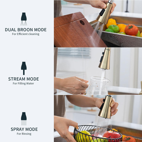 Grifo De Cocina Dayone De Oro Cepillado Sin Contacto Con Dis