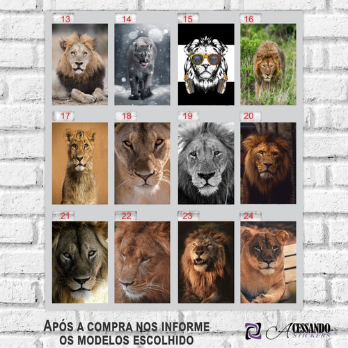 Imagem 2 de 8 de 5 Pôsteres Decorativos Animais Selvagem Leão - 20x30 Cm