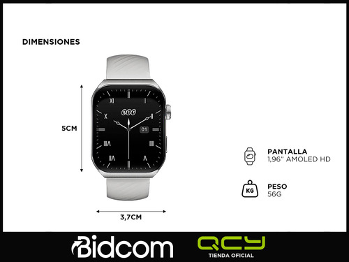 Reloj Smartwatch Qcy S5 196 Amoled Hd Modos Deportivos
